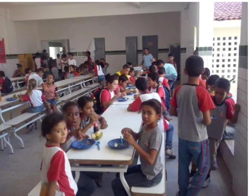 Figura  17  -  Refeitório, hora do almoço  dos  alunos do Programa  Mais  Educação.  Acervo: 