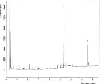 Figura 1 -  Cromatograma CG-DIC do produto de hidrólise de MT, após  reação com diazometano