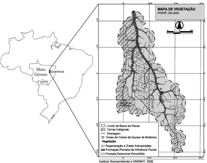 Figura 1 – Localização do município de Querência, com destaque para a bacia do rio das Pacas, MT.