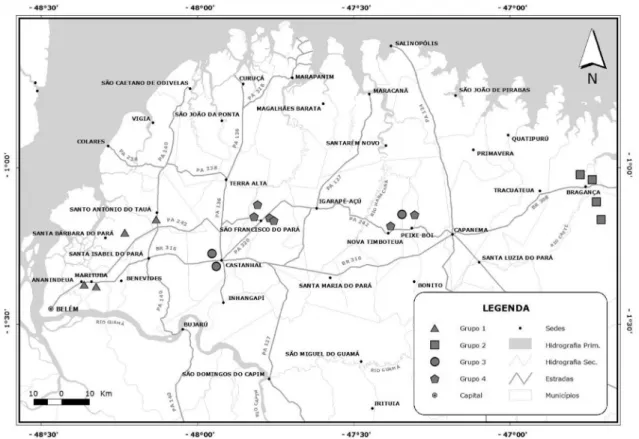 Figura 5 - Ordenação através da PCA de 19 áreas baseada na abundância  e 171 espécies das florestas secundárias do Nordeste paraense
