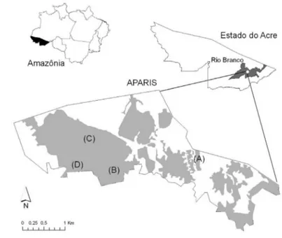 Figura 1 -  Limites da Área de Proteção Ambiental Raimundo Irineu Serra- APARIS, localizada no município de Rio Branco - AC