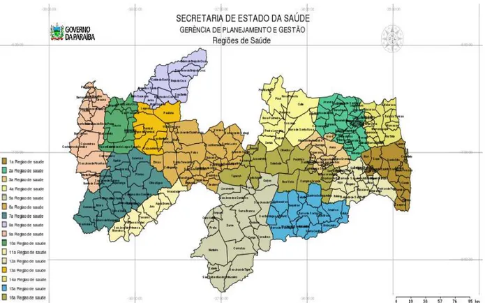 Figura 1 – Mapa das Regiões de saúde do Estado da Paraíba  Nota: Governo da Paraíba (2015)