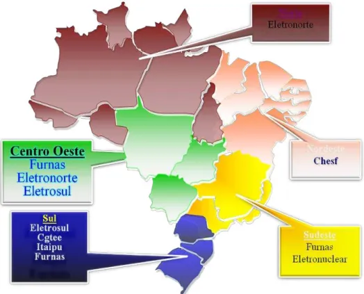 Figura 9 - Mapa do Brasil contendo as Subsidiárias da Eletrobrás 