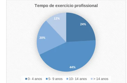 Gráfico 3 - Tempo de exercício profissional dos participantes. Fonte: Elaboração Própria.
