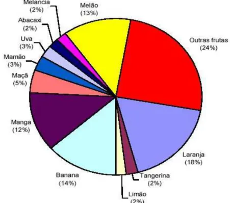 Figura 1. Participação percentual dos frutos exportados do Brasil em 2001. 
