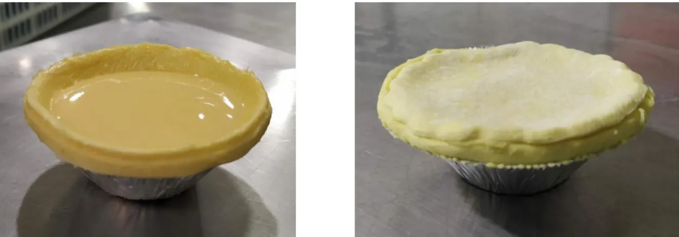 Figura 3.1. – Pastel de nata 65 g (imagem da esquerda) e empada de galinha com 55 g (imagem da direita)