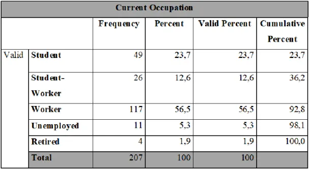 Table 5: Demographics – Current Occupation 