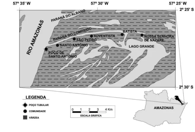 Figura 1 - Mapa de localização da área de estudo (comunidades do Paraná do Comprido e do poço tubular)