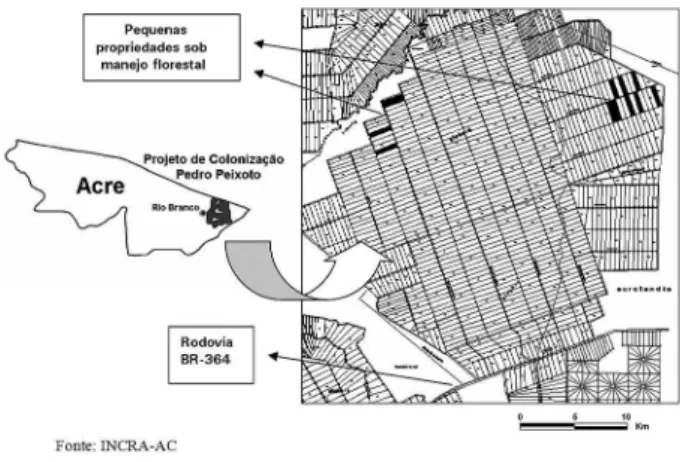 Figura 1 - Mapa parcial do Projeto de Colonização Pedro Peixoto onde estão