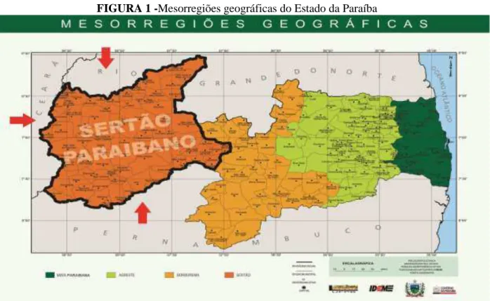 FIGURA 1 -Mesorregiões geográficas do Estado da Paraíba 