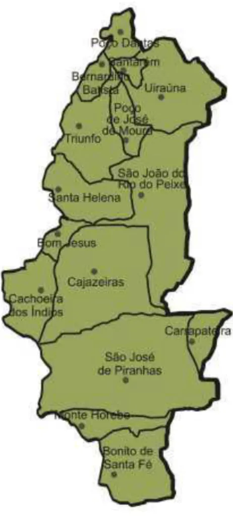 FIGURA 3  –  Mapa da 9ª Microrregião Geográfica com sede em Cajazeiras. 
