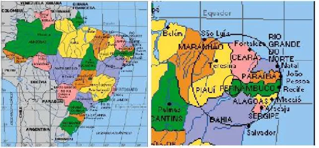 Figura 2.1 - Localização do pólo gesseiro do Araripe, extremo oeste de Pernambuco. 