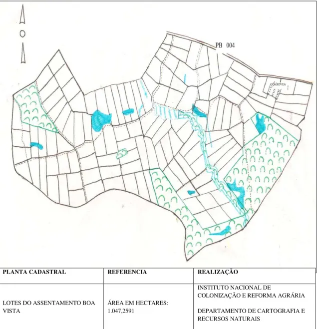 Figura 3- Carta Imagem Assentamento Boa Vista- Sapé (PB)  Fonte: INCRA, 2010 -Adaptação: Rômulo Panta, 2015 