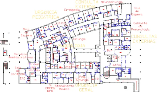 Figura 3.2 - Planta parcial de um hospital português e seus serviços 