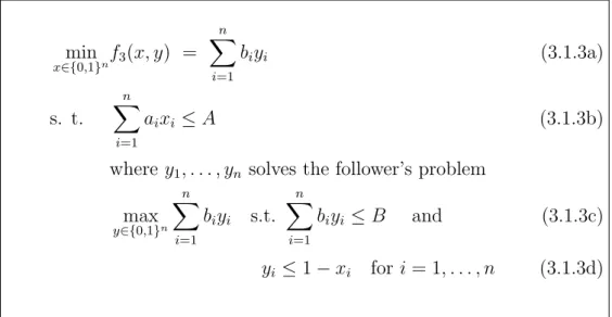Figure 3.1.3: The bilevel knapsack problem DNeg.