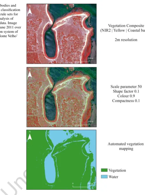 Fig. 3.5  Water bodies and  vegetation units classification  based on OBIA rule sets for  the automatic analysis of  remote sensing data