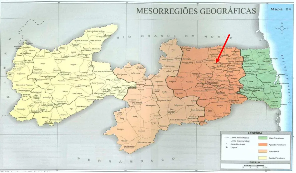 FIGURA 1 - Mapa da Paraíba com destaque o município de Solânea 