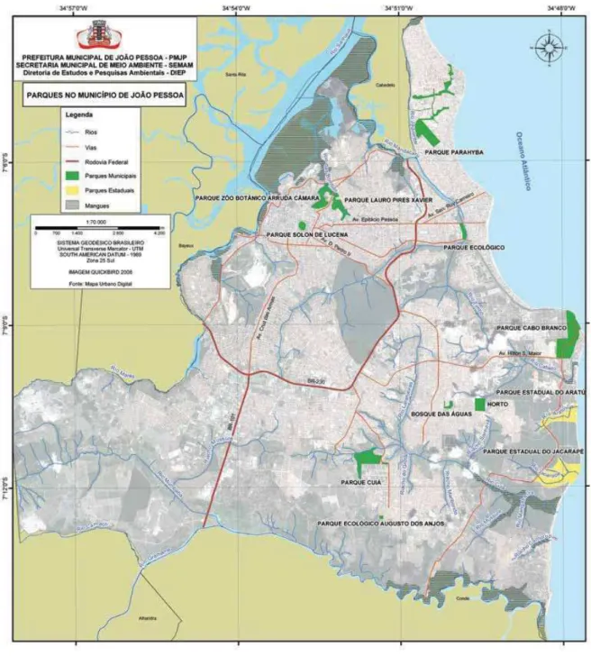 Figura 8 - Localização e delimitação dos parques municipais.