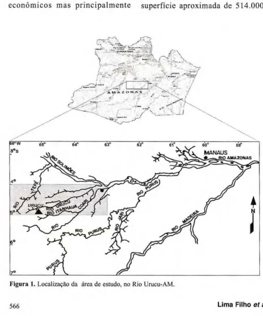 Figura 1. Localização da área de estudo, no Rio Urucu-AM. 