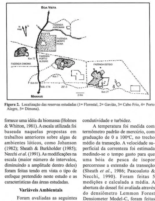 Figura 2. zyxwvutsrqponmlkjihgfedcbaZYXWVUTSRQPONMLKJIHGFEDCBA  Localização das reservas estudadas (1= Florestal, 2= Gavião, 3= Cabo Frio, 4= Porto  Alegre, 5= Dimona)