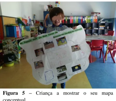 Figura  5  –  Criança  a  mostrar  o  seu  mapa  conceptual. 