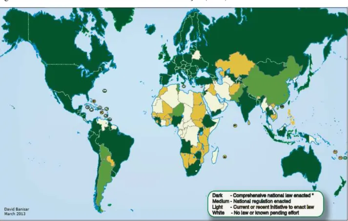 Figura 1  –  Panorama internacional de direito à informação (2013). 