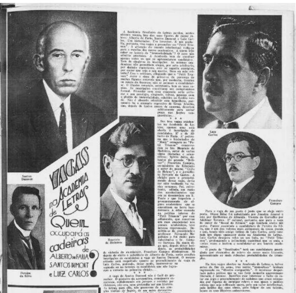 Figura 6 Notícias sobre a candidatura de PS para a ABL em A Noite Ilustrada (1932) 
