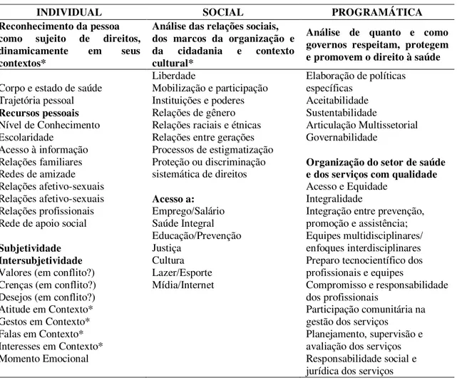 Figura 1 - Quadro da vulnerabilidade e direitos humanos: dimensões individual, social e  programática 