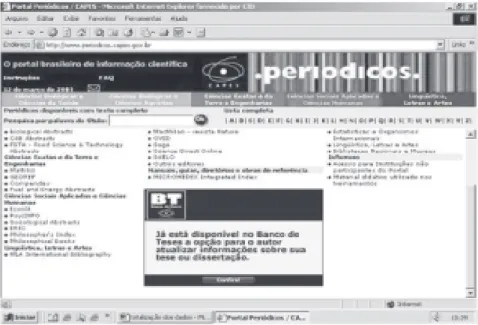 FIGURE 1 – MAIN PAGE OF THE PERIODICALS PORTAL KEPT BY CAPES (SAMPLE CARRIED OUT IN JUNE, 2002)