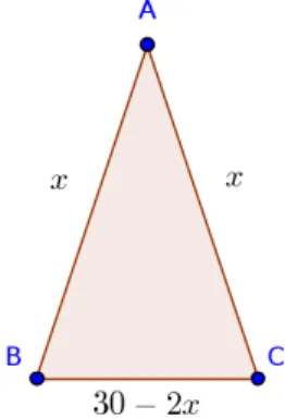 Figura 4.1: O triângulo isósceles do enunciado onde p denota o semiperímetro que é definido por: