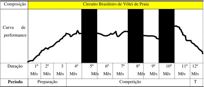 Figura 9: Periodização anual de treinamento no Vôlei de Praia  Fonte: Araújo (2005) 
