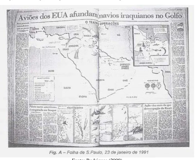 Figura 1  ─ Infografia impressa da Guerra do Golfo publicada na Folha de S. Paulo . 