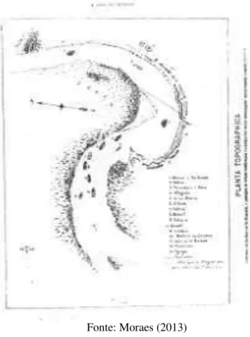 Figura 9  ─ Planta topográfica do rio Humaitá localizando as embarcações da frota brasileira