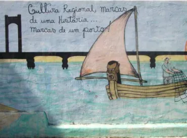 Fig. 10 Detalhe Pintura em um muro de Juazeiro/BA retratando a carranca em proa de barco