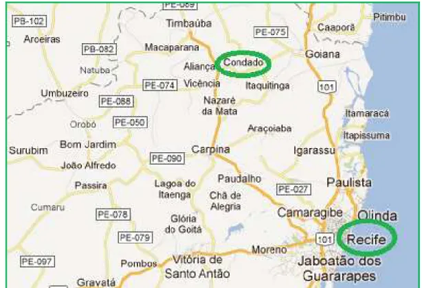 FIGURA 04 – Localização do município de Condado na zona da mata norte de Pernambuco (fonte: 