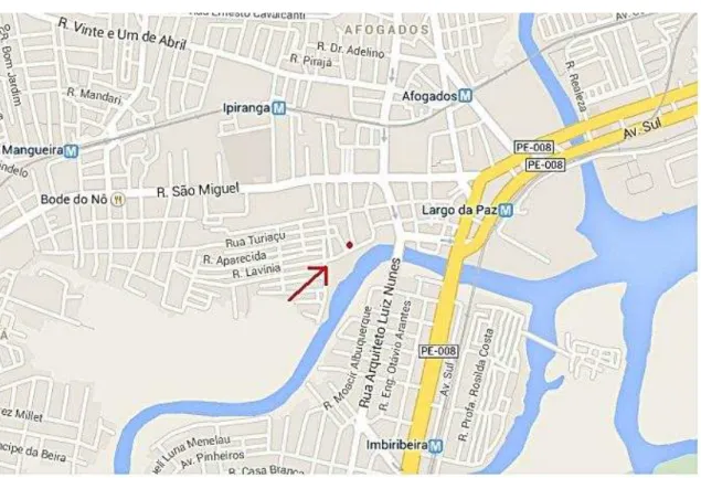 Figura 6: Mapa da localização da Capela de São Miguel (mapa afastado) 