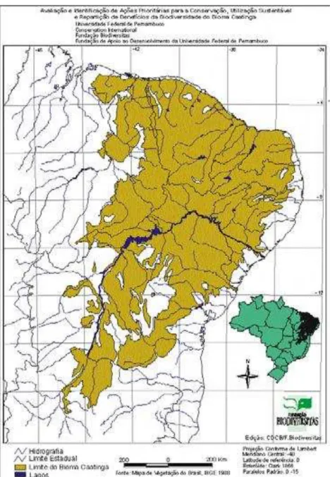 Figura 1: Mapa que identifica o Bioma Caatinga 