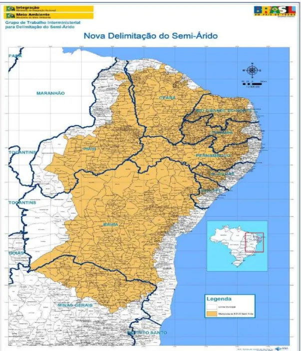 FIGURA 3: Mapa da “Nova delimitação do Semi-árido” instituída pelo Ministério da Integração  Nacional 
