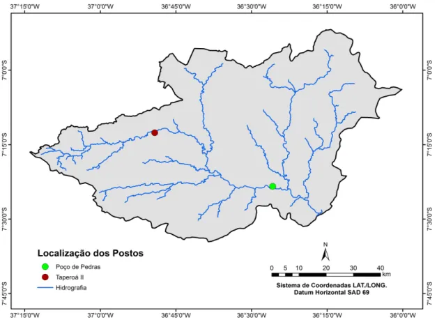 Figura 3. Localização dos postos fluviométricos utilizados na análise. 