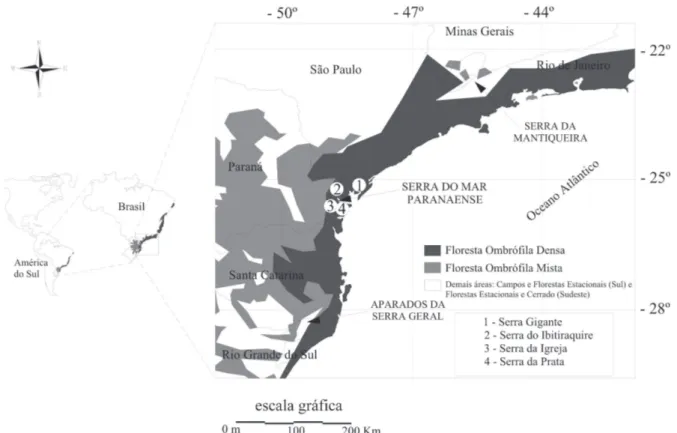 Figura 1. Localização das áreas de estudo no estado do Paraná. Adaptado de Scheer &amp; Mocochinski (2009).