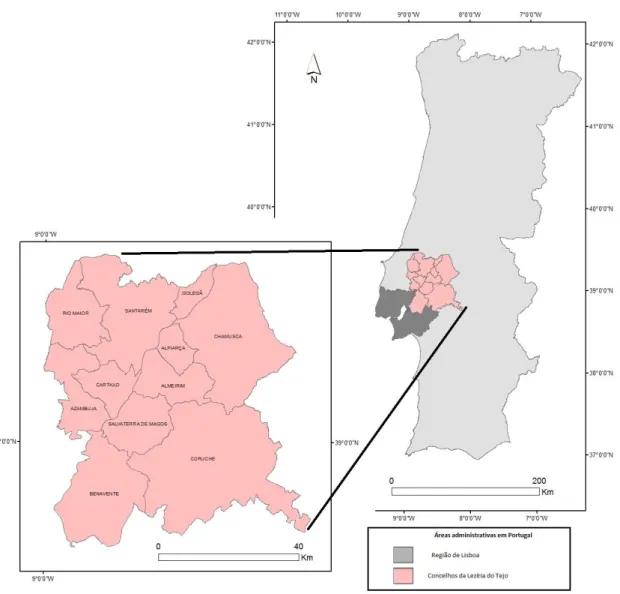 Figura 4: Localização geográfica da NUTS III Lezíria do Tejo  Fonte: elaboração própria 