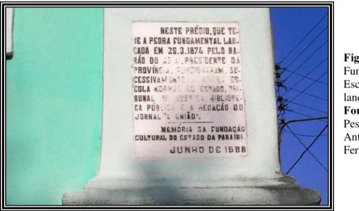 Figura 5: Pedra  Fundamental da  Escola Normal  lançada em 1874.  Fonte: Arquivo  Pessoal de  Antônio Carlos  Ferreira Pinheiro