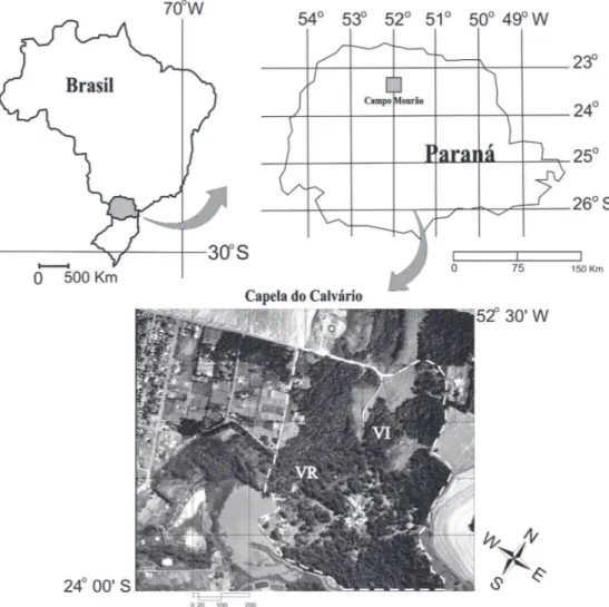 Figura 1. Localização da área de estudo na Capela do Calvário, situada em Campo Mourão, PR