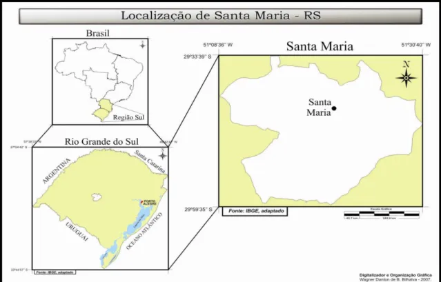 Figura 1: Localização geográfica da Cidade de Santa Maria –RS. 