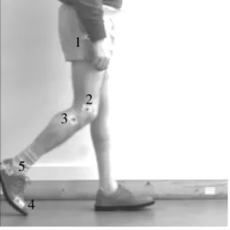 Figure 13.  Tracking 6 markers in a human moving leg: first image of the sequence  with 5 of the 6 markers to be tracked labeled