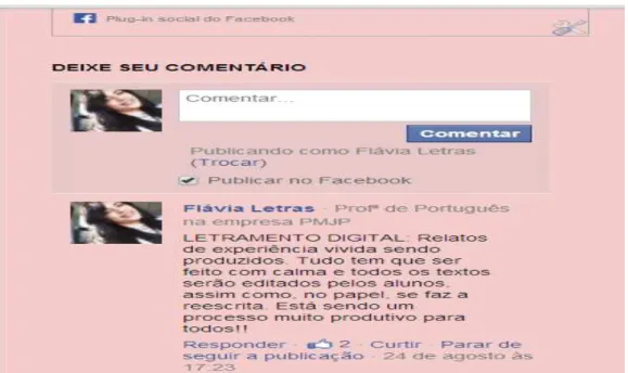 Figura 06 - Caixa do Comments Plugin  Extraído de: http://flaviaportugues2.blogspot.com.br/