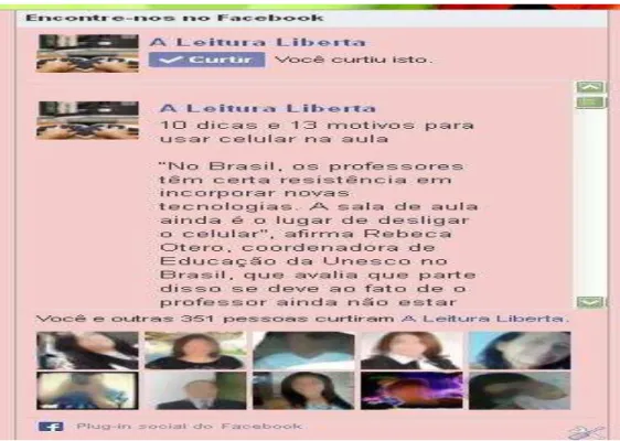 Figura 09 - Like Box e Facepile, no blog “A Leitura Liberta” 