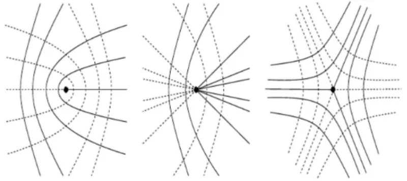 Figura 2.1: Linhas de curvatura pr´oximas a um ponto umb´ılico