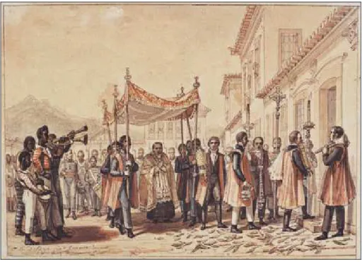 Fig. 7 - “Casa de um doente preparado para ser sacramentado”,  Jean-Baptiste Debret, datado e assinado, Rio de Janeiro, 1826