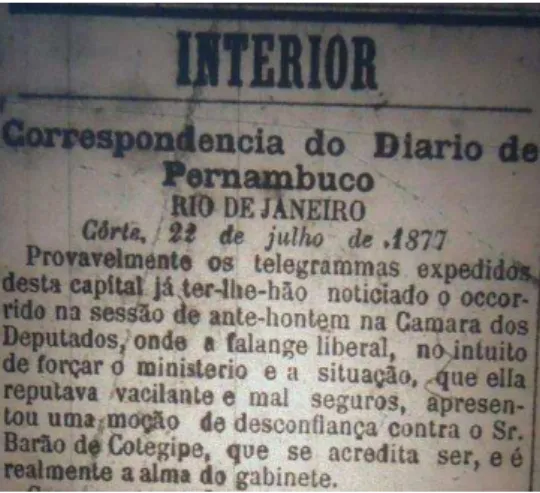 Figura 01  –  Imagem do jornal  Diário de Pernambuco , 31/07/1877, n. 174 